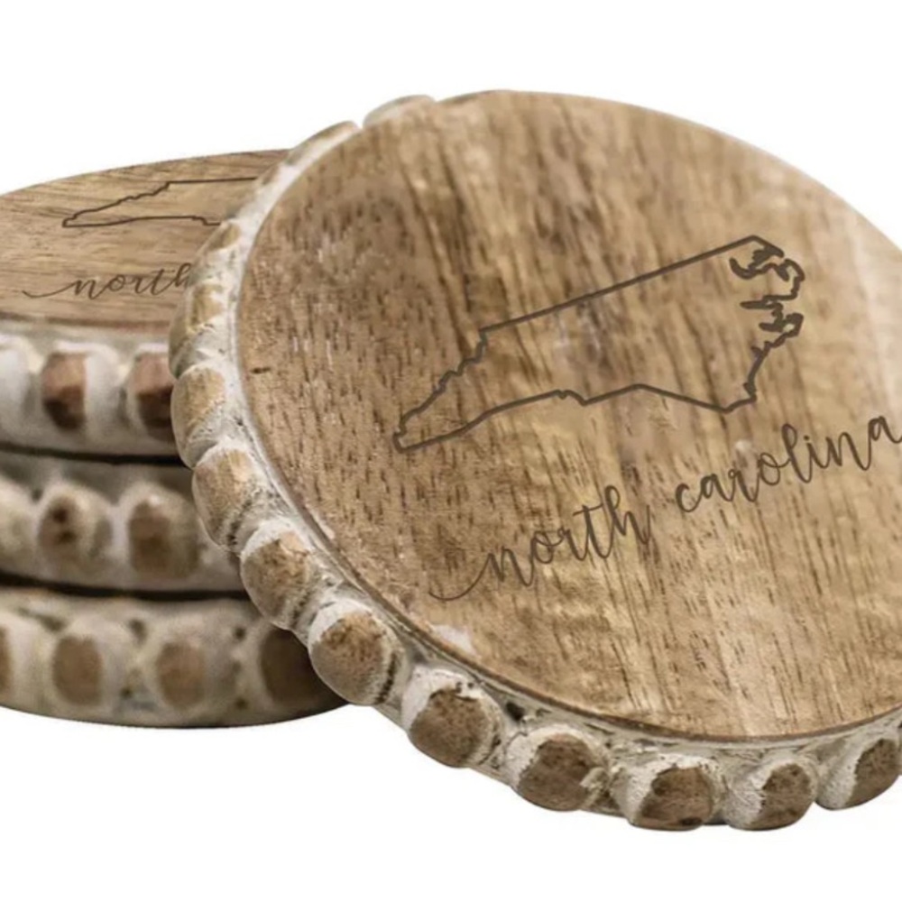 NWT Wooden North Carolina Coasters Set